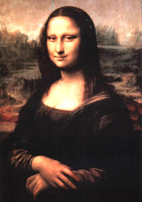 Знаменитый портрет "Моны Лизы Джоконды". Фоном служит пейзаж.